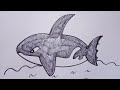 HOW TO DRAW A ORCA Whale  \  CÓMO DIBUJAR UNA Ballena ORCA  \  COMMENT DESSINER UNE ORQUE