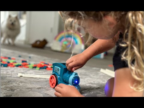 2023 Domino Trains Electric Dominoes Automatic Train Sound And Light Cards Children Toy Cars Gifts Domino Toy