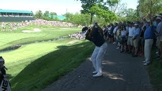 Bubba Watson's approach from the cart path at the Memorial in Round 2