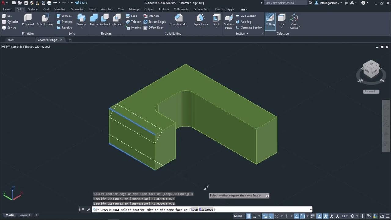 Chamfer Edge tool (AutoCAD 2023 Tutorials) YouTube