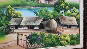 Tranh đồng quê cây đa giếng nước sân đình