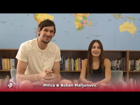 Boban Marjanović (2,24m) y su mujer Milica Krstic (1,67m)