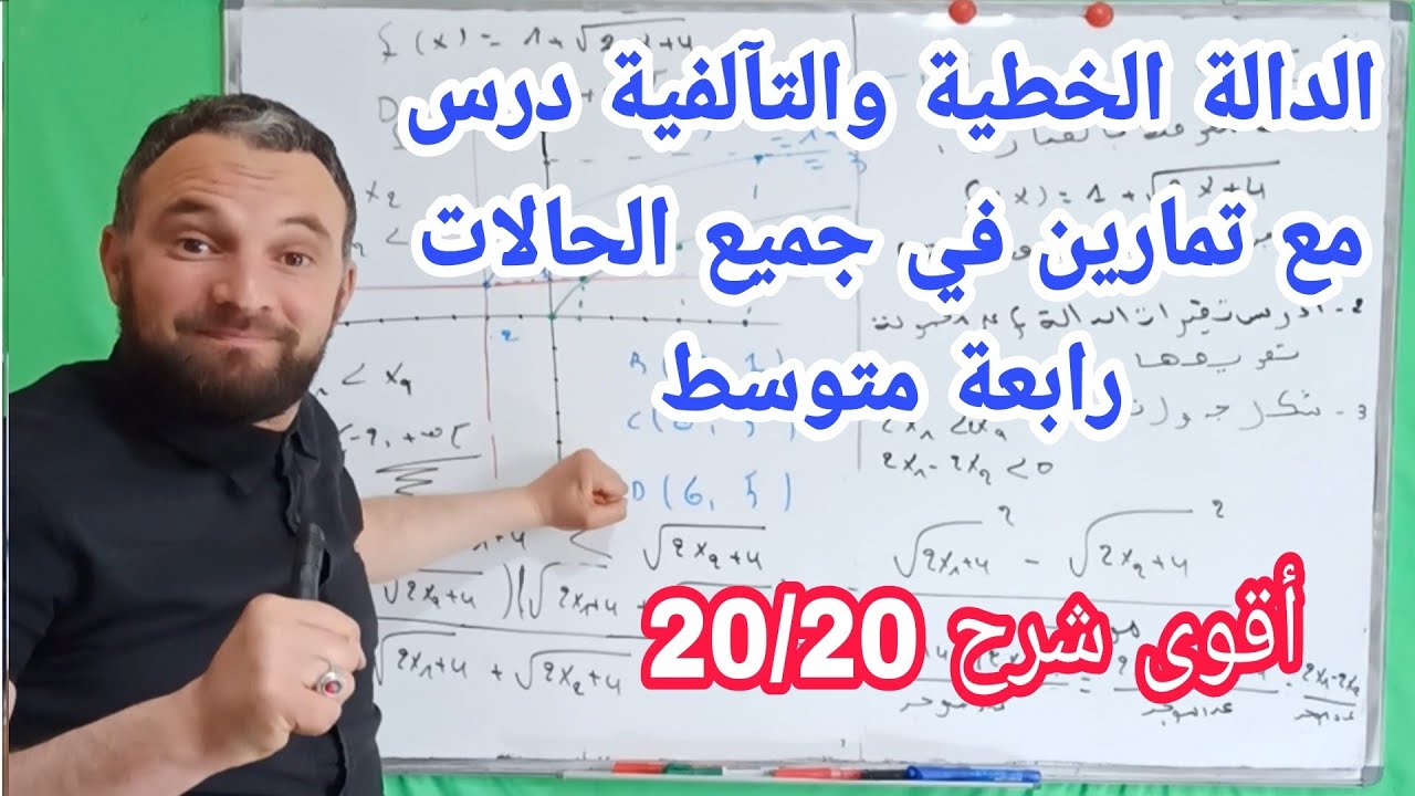 درس الدالة الخطية والدالة التآلفية مع أمثلة تطبيقية شاملة