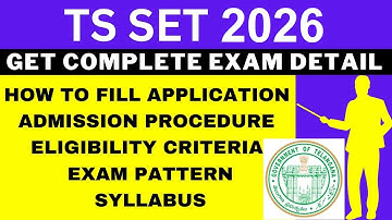 TS SET 2026 Notification (Out), Application, Dates, Eligibility, Syllabus, Pattern, Admit Card