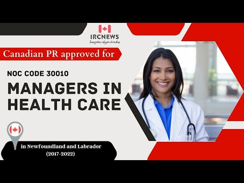 Approved PR for Managers in health care in NFL Canada under NOC 30010, 2017-2022