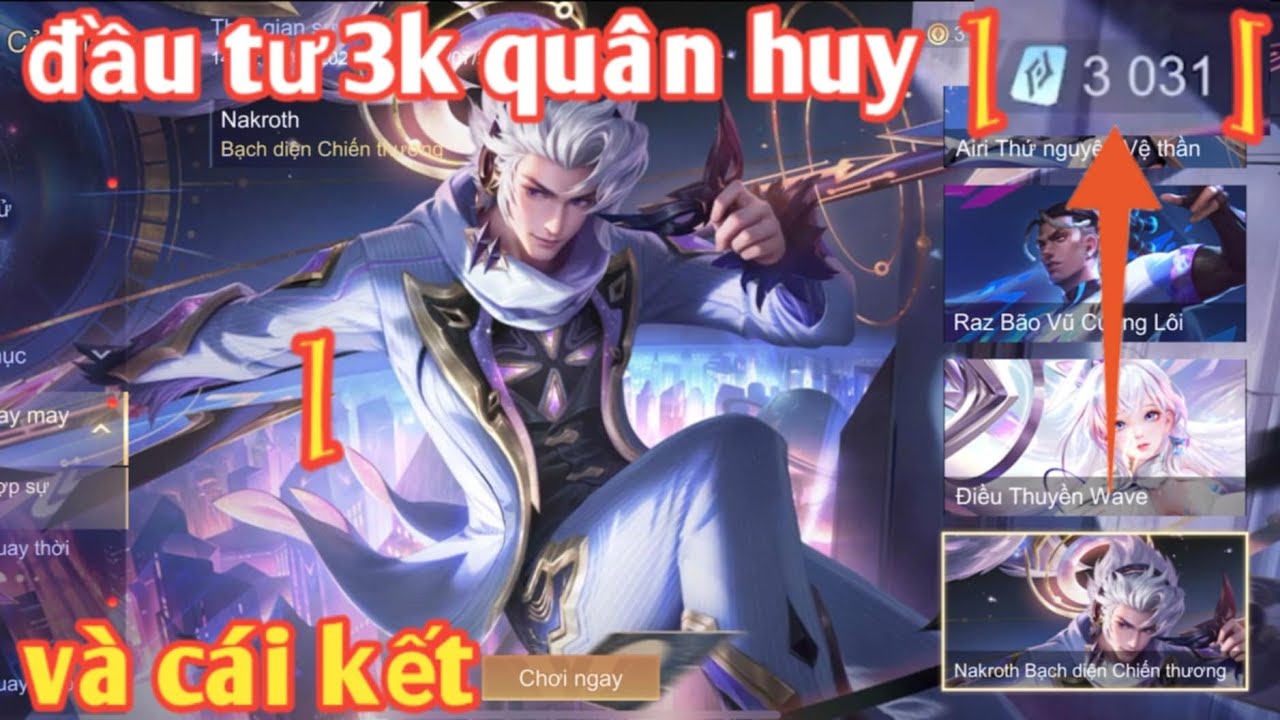 Liên Quân _ Anh Hảo Chơi Lớn Đầu Tư 3k Quân Huy Mở Skin Nakroth Bạch Diện Chiến Thương Và Cái Kết