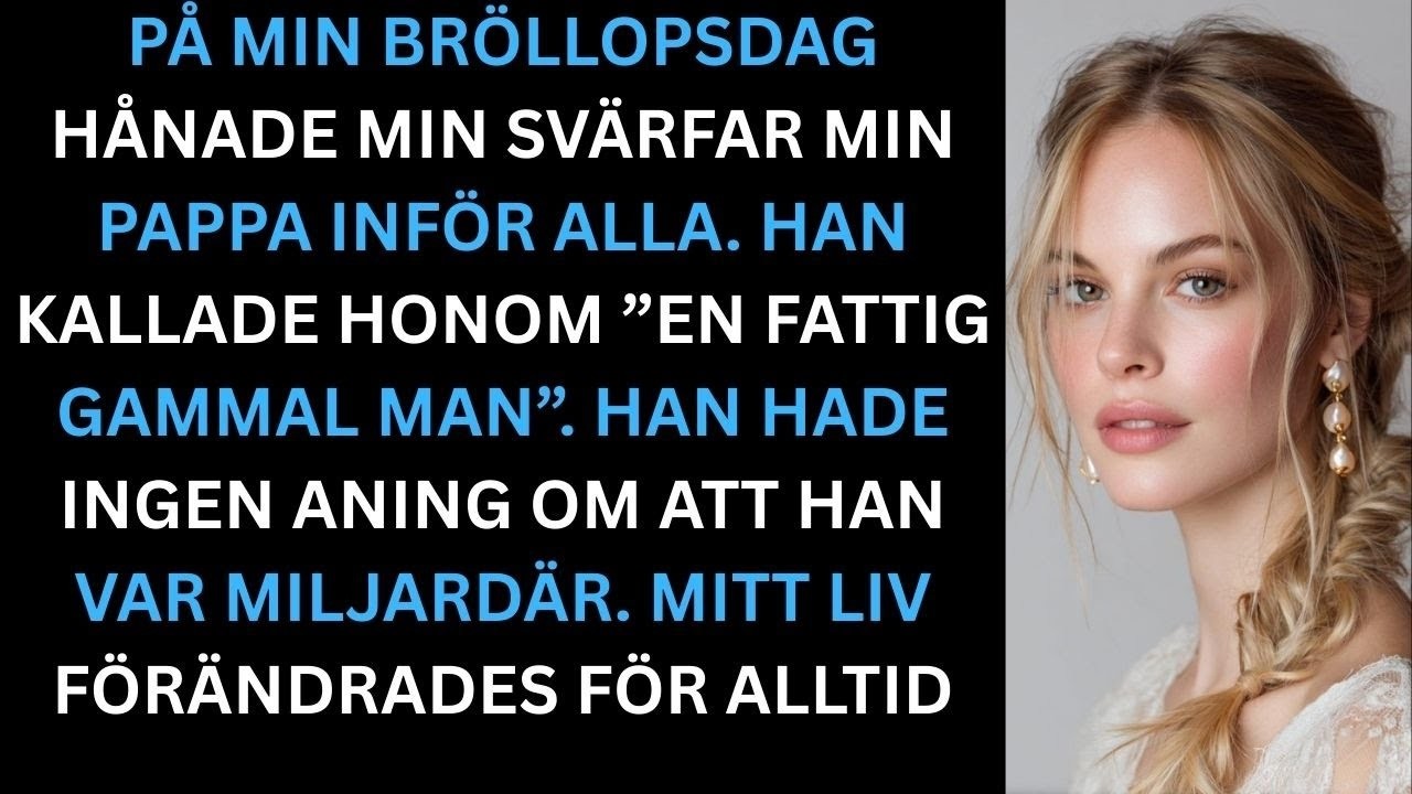Min svärfar höjde sitt glas, pekade på min pappa och skrattade: ”Stackars gammal man på ett miljonbröllop.” Gästerna skrattade med. Min pappa, i sin enda kostym, stod bara tyst med sänkt blick....