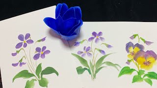 【一筆画】Drow violets スミレの花を描く　ほのぼの一筆画8