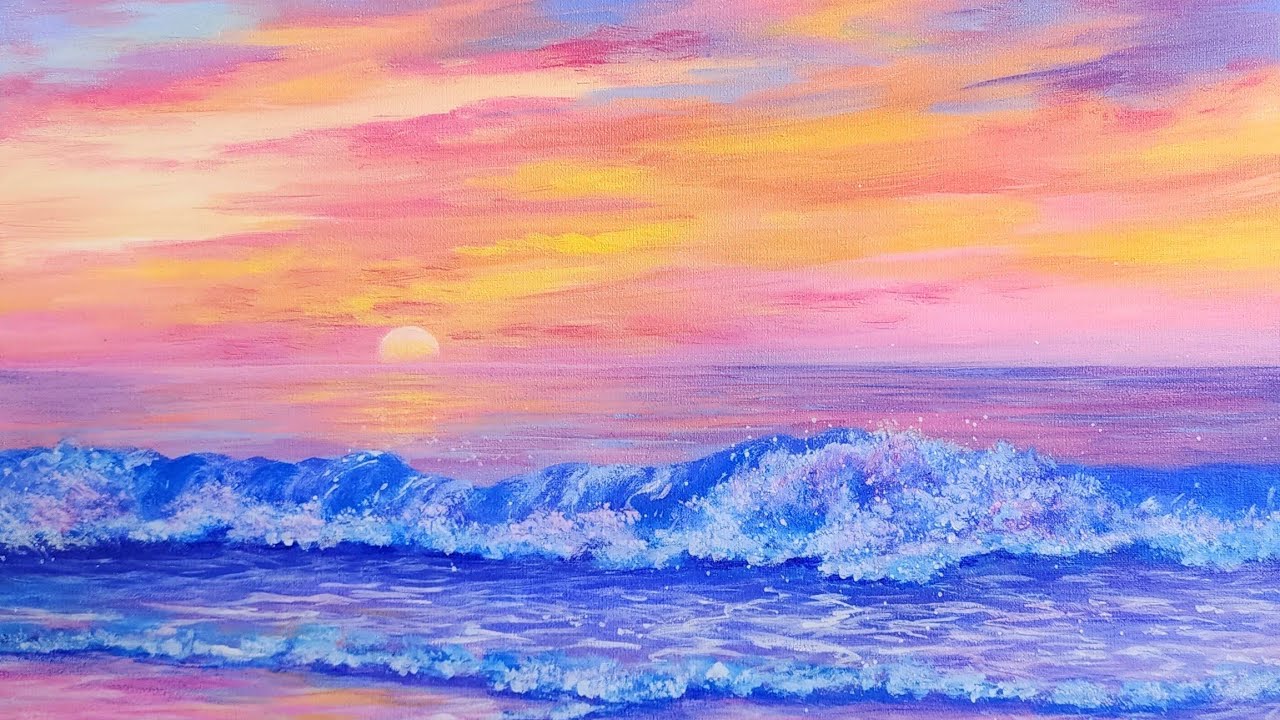 Sunset and Ocean Painting for Kids — Left Coast Art Studio