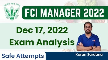 FCI Manager Pre Exam Analysis/ Review | 17th Dec | Good attempts| Questions asked | Difficulty Level