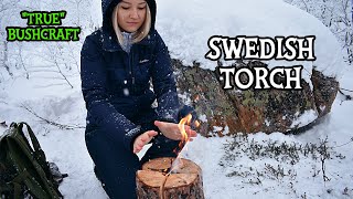 OUTDOOR COOKING ON SWEDISH TORCH IN WINTER FOREST | BUSHCRAFT ❄️