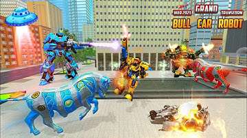 Angry Bull Robot Transforming Car Shooting Battle Game