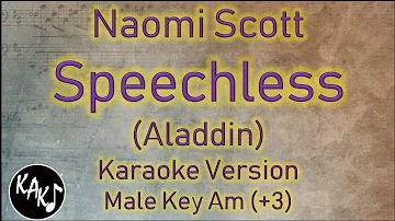 Naomi Scott - Speechless Karaoke Lyrics Instrumental Cover Male Key Am