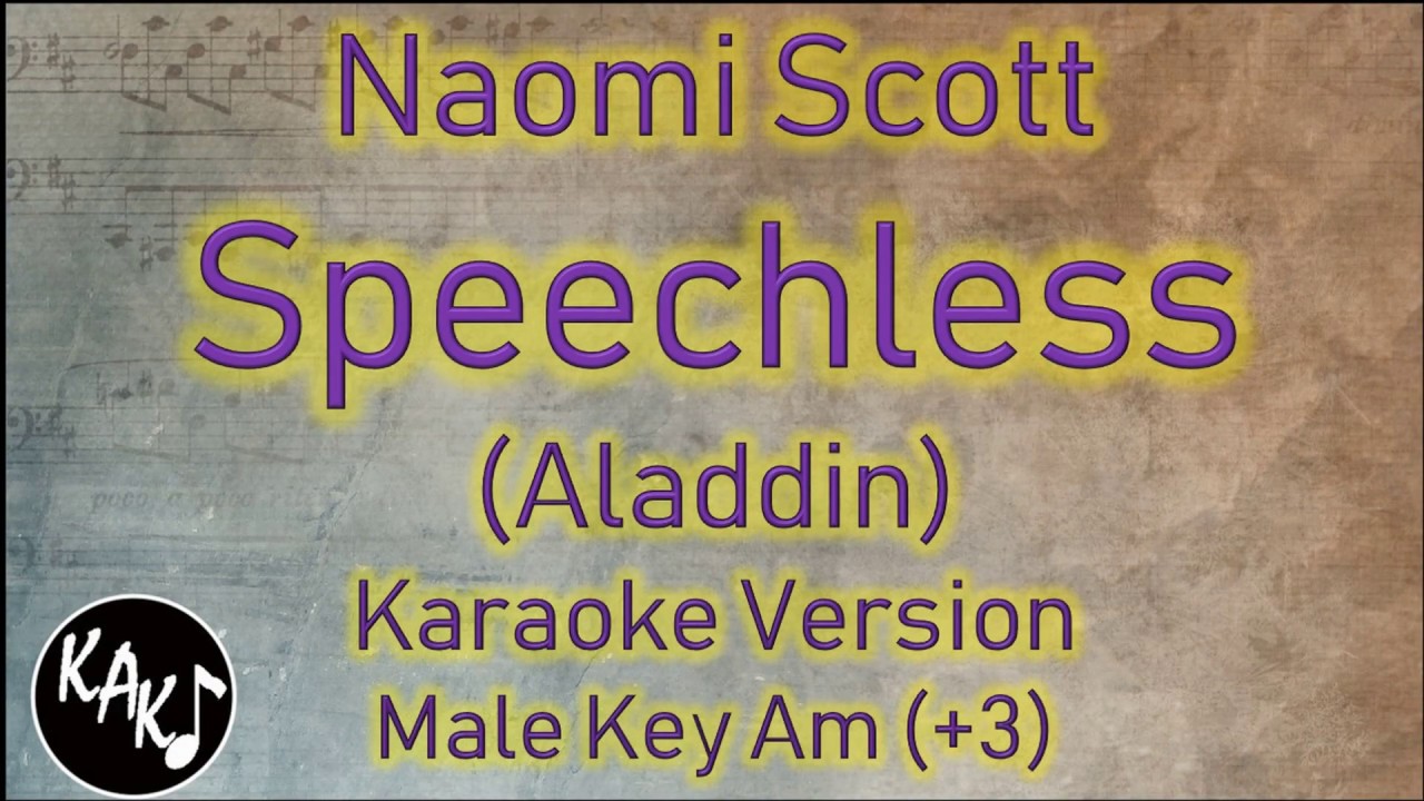 Naomi Scott - Speechless Karaoke Lyrics Instrumental Cover Male Key Am