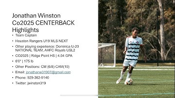 Jonathan Winston Co2025 Centerback Highlights
