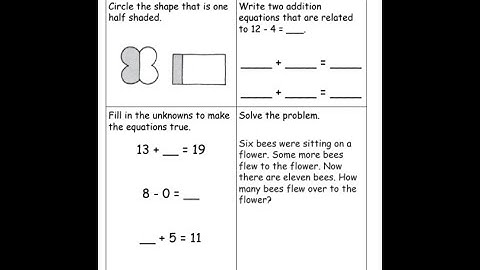 Math Review Page- Partition shapes, complete equations, and solving word problems with unknowns