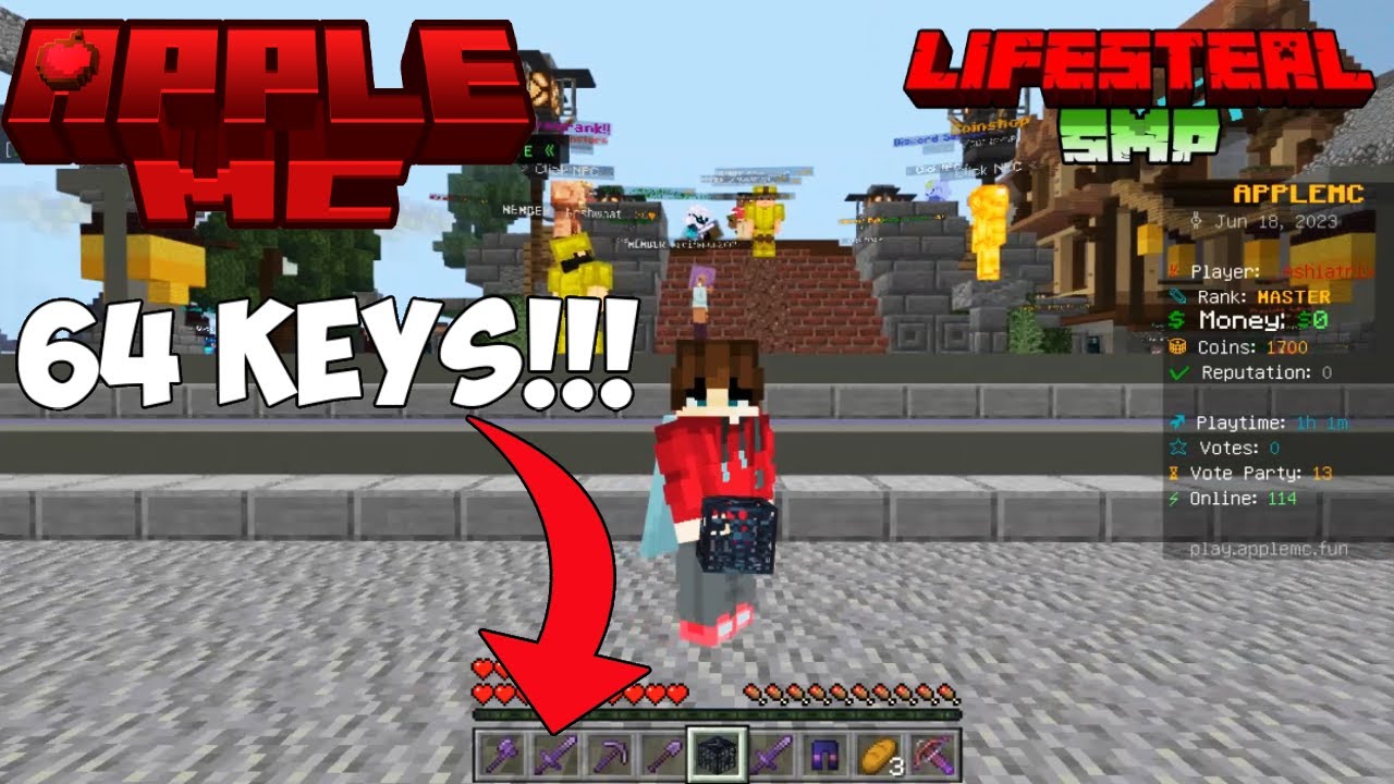 I OPENED 64 LEGENDARY KEYS!!! APPLE MC MINECRAFT SERVER BANANA REALM ...