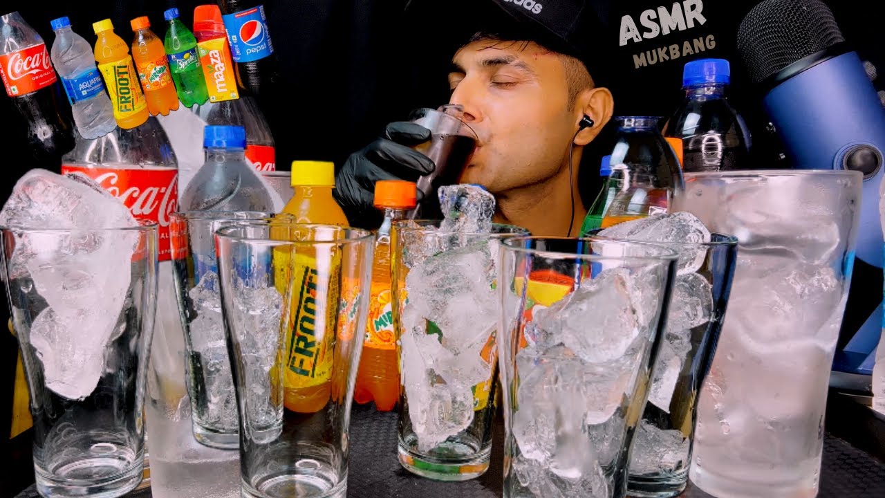 ⁣ASMR Drinking Soft Drink Coca Cola,Pepsi,Mirinda,Frooti,Maaza,Sprite Drinking Gulping Sounds Mukbang