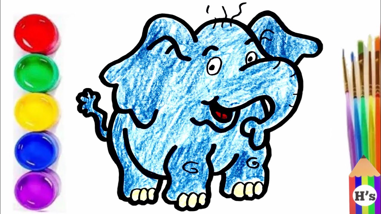 How To Draw a Cute Elephant | рисуем слона для детей | Bolalar uchun ...