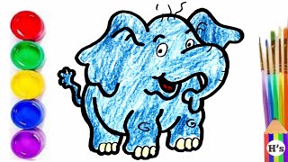 How To Draw a Cute Elephant | рисуем слона для детей | Bolalar uchun fil rasm chizish