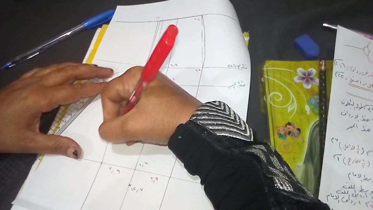 رسم البنطلون الحريمى ( أمام وخلف )