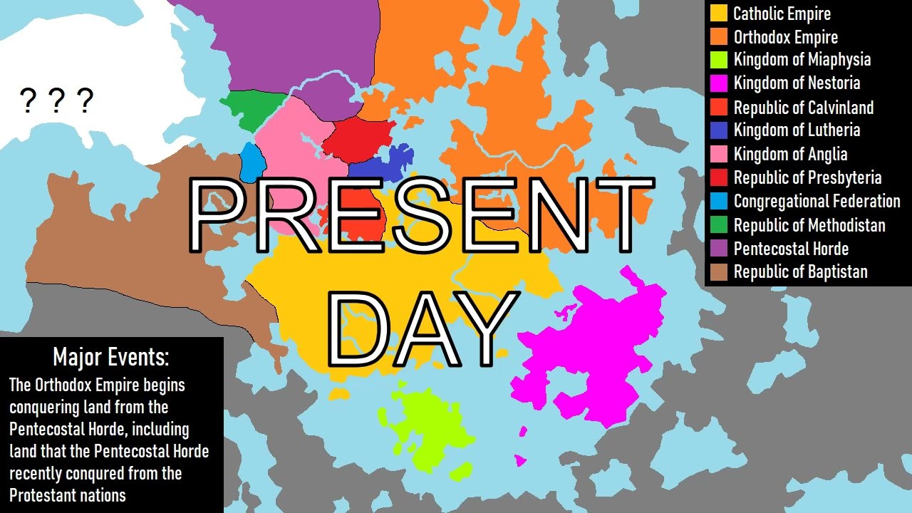 History of Christian denominations as an animated fantasy map
