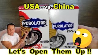 Purolator L20195 Oil Filter Cut Open vs. Purolator TECH TL20195 Oil Filter Cut Open Comparison