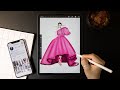 Digital Fashion illustration tutorial: Dress, with Procreate on iPad Pro