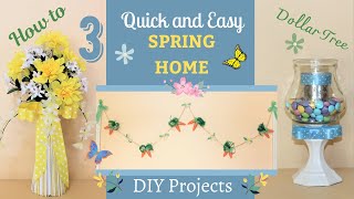 HOW TO MAKE 3 QUICK & EASY SPRING HOME DOLLAR TREE DIY PROJECTS | Garland | Bouquet | Candle