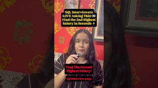 SQL Interview Question: Find the 2nd Highest Salary 🔥 | SQL Query #shorts