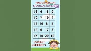 Find 3 pairs of identical numbers /Dementia Prevention Quizzes/Dementia Tests.83