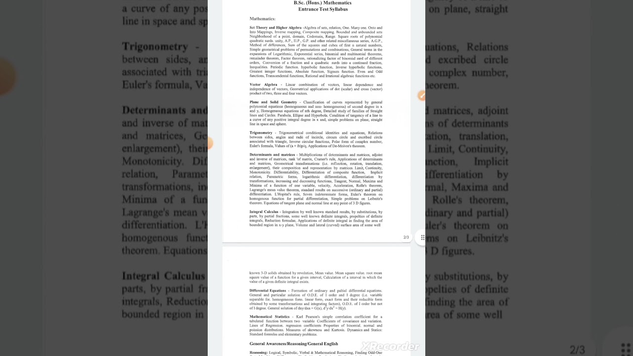 Jamia B.Sc(Hons) Mathematics entrance exam syllabus