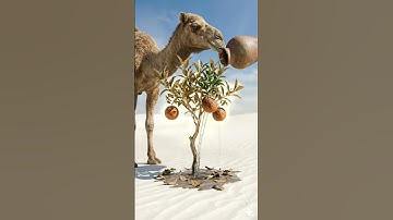 Camel saved orange tree from drying by watering it😰 #ai #tree #save #camel#plants#water