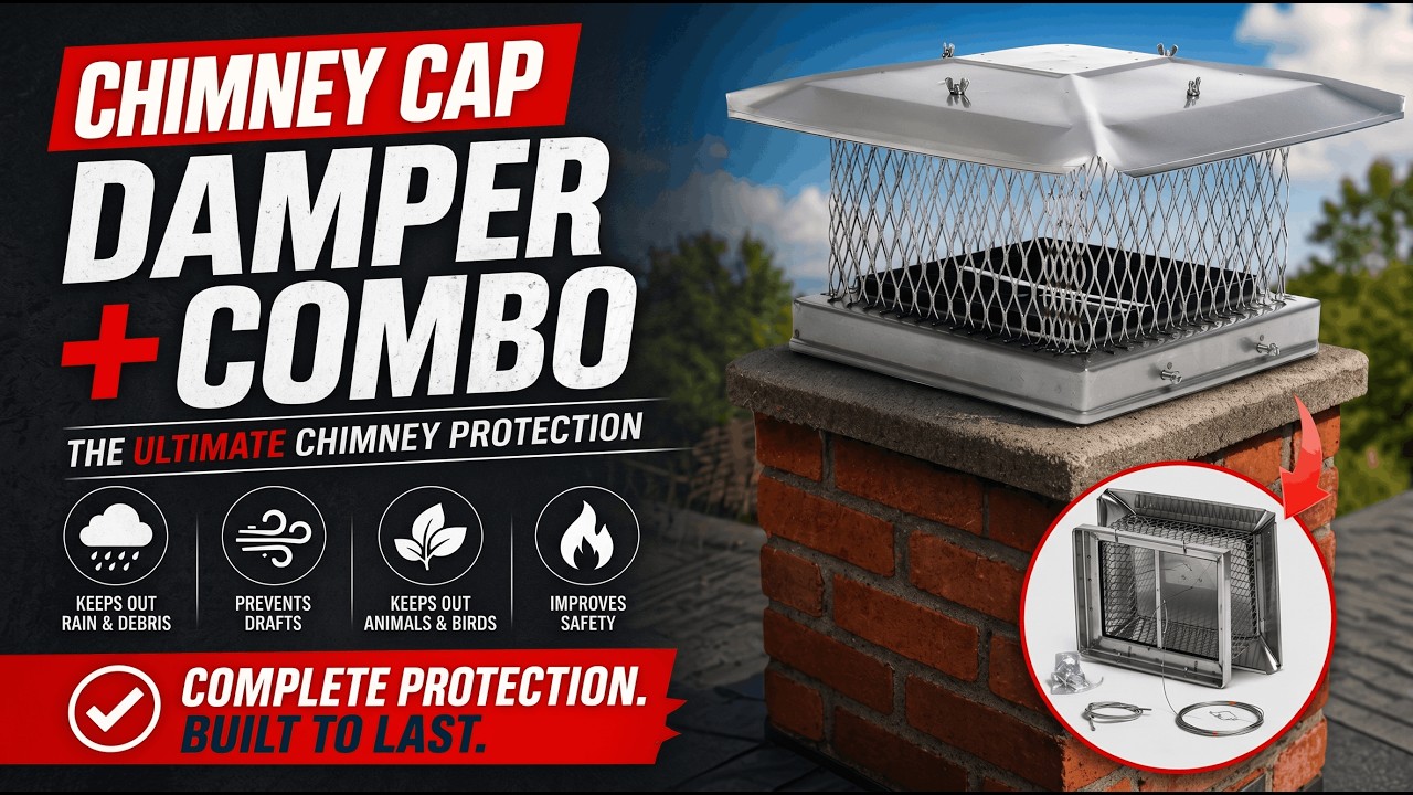 Chimcare Chimney Cap Damper Combo promotional video - watch how our rooftop damper stops drafts, rain, and animals