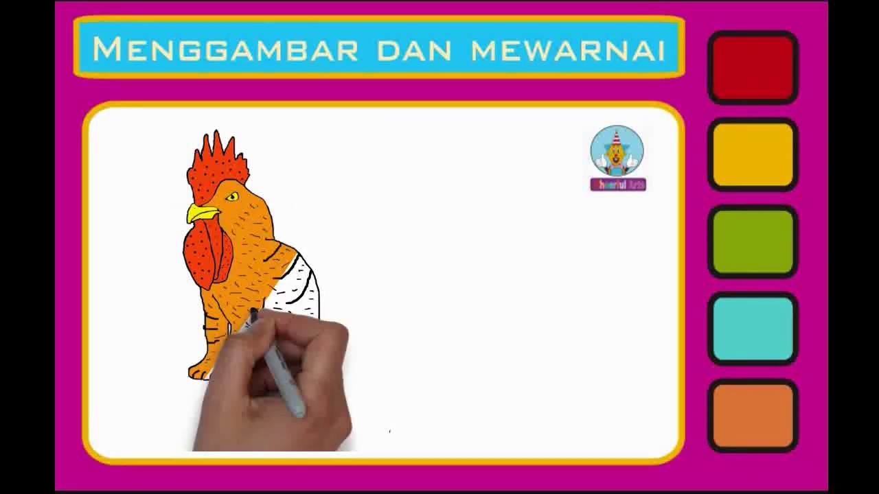  Menggambar  dan mewarnai HEWAN  ANEH Kucing berkepala ayam  