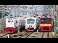Kumpulan Kereta Api KRL dan Lokomotif di Stasiun Tanah Abang : Kereta Listrik KRL Berangkat & Tiba