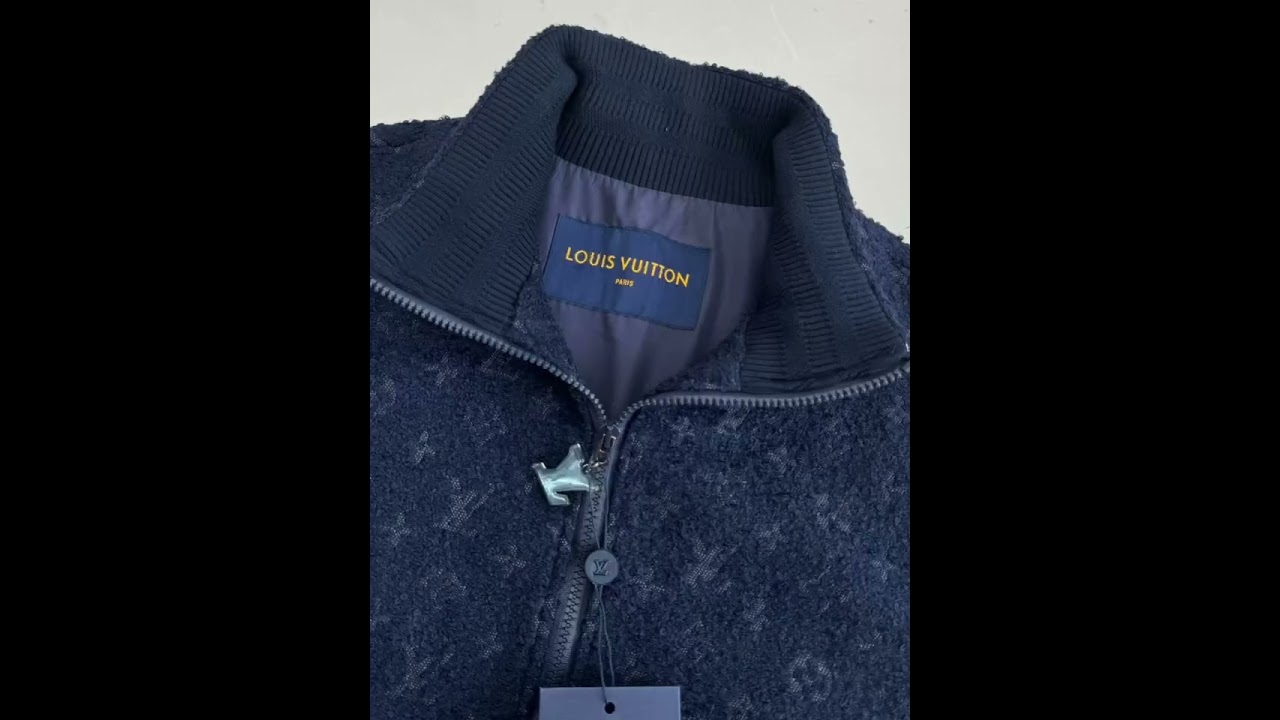 LOUIS VUITTON Monogram WoolBouclette Zipped Blouson Navy  Blue