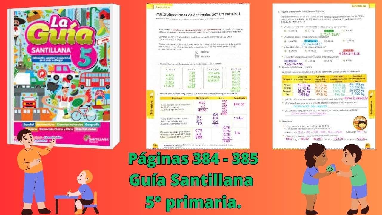 Guía Santillana quinto grado matemáticas páginas 384 - 385 - YouTube