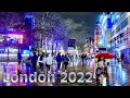 London 4k HDR - Walking Downtown | Midweek Gentle Rain Night Stroll | London Walk - Feb 2022