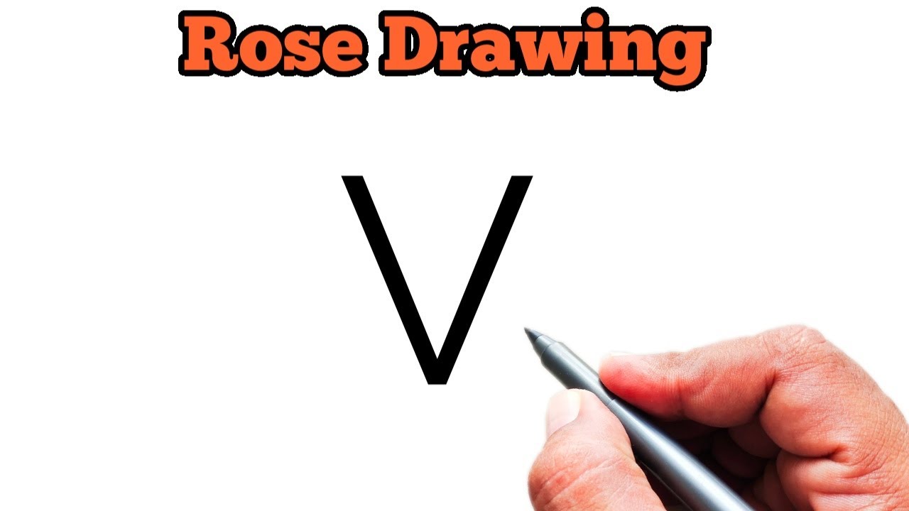 How to draw Rose from letter V Letter drawing YouTube