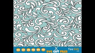 Seamless Floral Pattern SVG Black and White Turquoise Western Floral Pattern SVG Background | Teesvg