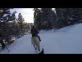 Fun horseback ride through the snow with a loose horse taking turns leading the way!