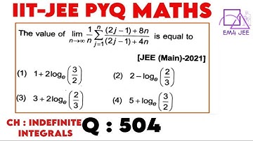 The value of (lim)┬(n→∞) 1/n ∑_(j=1)^n▒   ((2j-1)+8n)/((2j-1)+4n)  is equal to : @EasyMath4Jeee