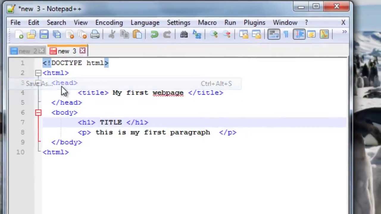 how to make a web page with notepad