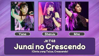 [Color Coded] JKT48 - Cinta yang Tulus Crescendo (Junai no Crescendo) Lirik KAN/IDN/ENG