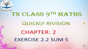 TN 9TH MATHS CHAPTER 2 EXERCIE 2.2 SUM 5 @ssbmaths