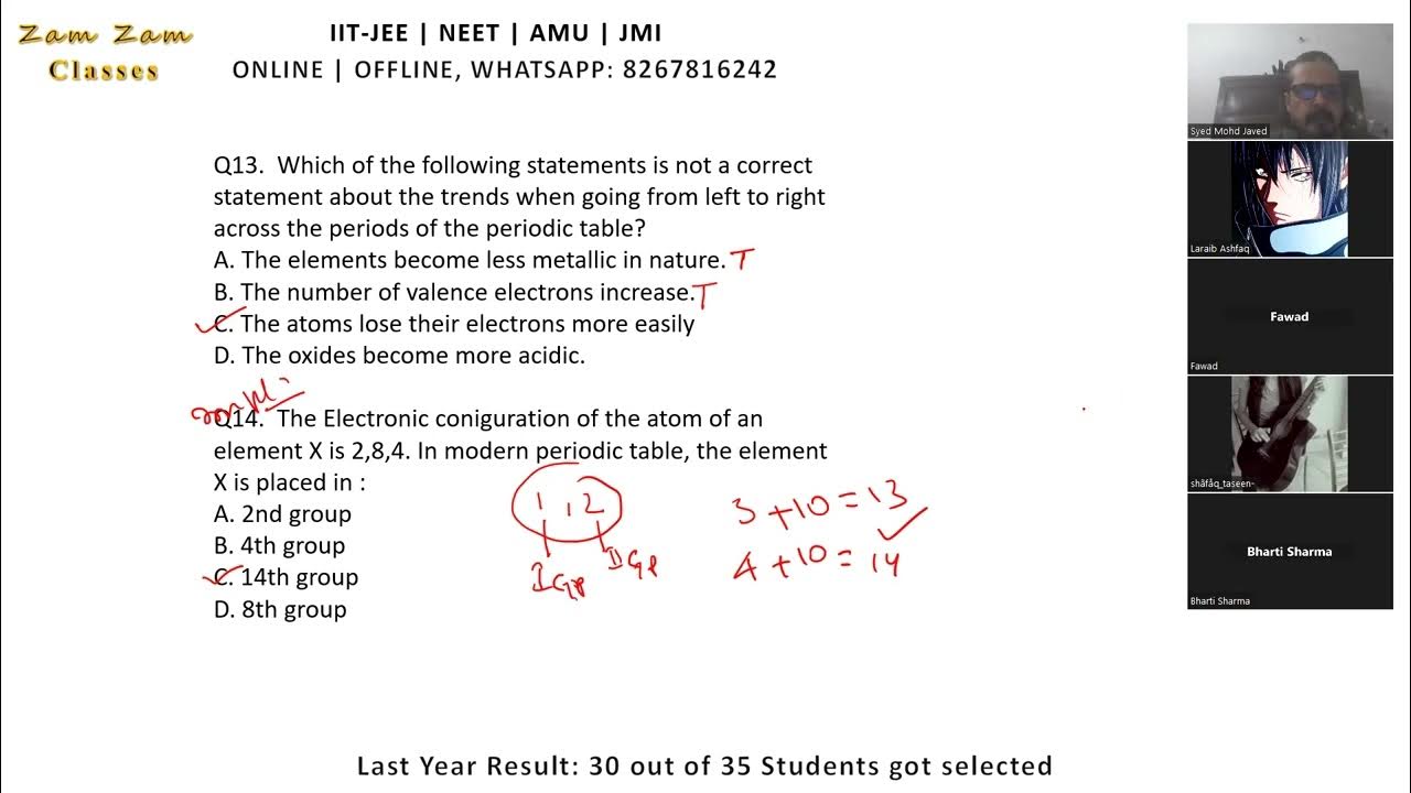 80 Important MCQs Periodic Classification of Elements AMU XI