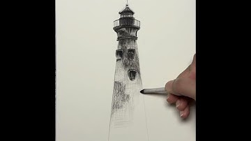How to Draw a Lighthouse with Pencil |  Easy Step by Step Charcoal Art Tutorial for Beginners