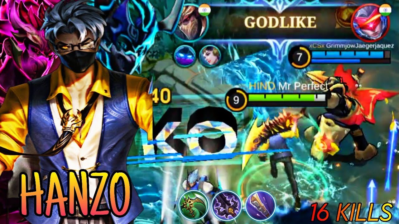 PRO HANZO DESTROY MYTHIC RANK PLAYERS-16 KILLS - MLBB -Moba Legends: 5v5!