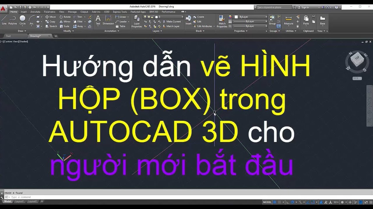 Hướng dẫn vẽ HÌNH HỘP (Box) trong AUTOCAD 3D cho người mới bắt đầu - Hướng dẫn học Autocad